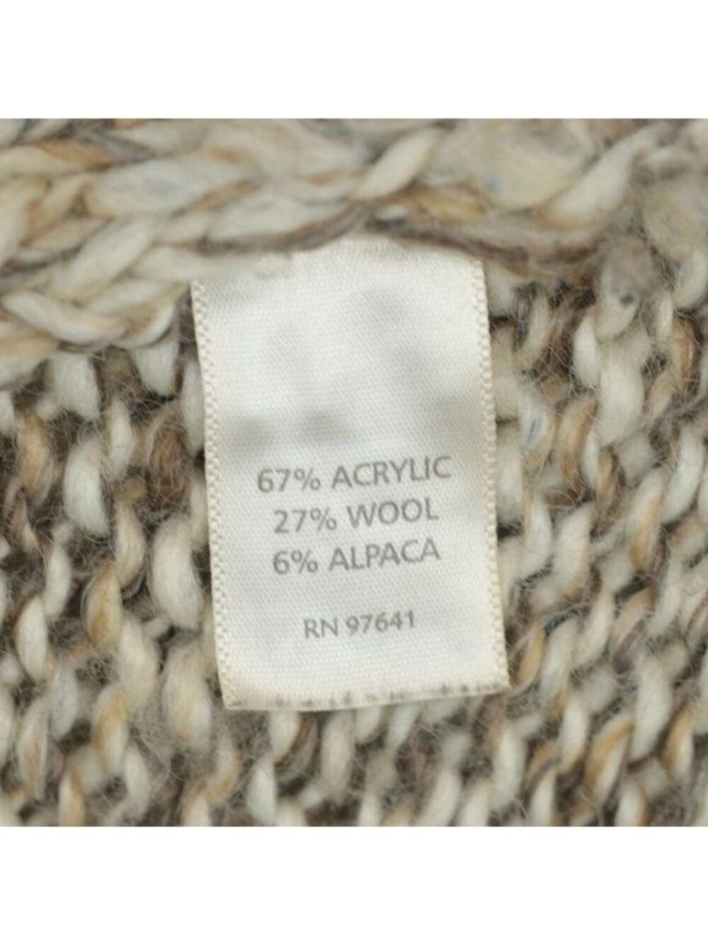 J. Jill Women's Small/Medium Tan Wool & Alpaca Cap Sleeve Chunky Knit Cardigan - Picture 9 of 10